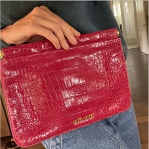 Miu Miu clutch. Rich berry pinky red. Reposhing!